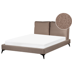 Beliani MELLE - Tweepersoonsbed-Bruin-Bouclé