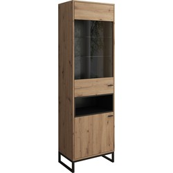 Meubella Vitrinekast Ozzy - Eiken - Zwart - 60 cm