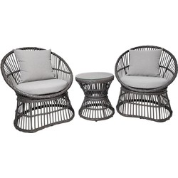 Natal Lounge Set - Loungeset, rotan, grijs, incl. Kussens