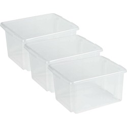 Sunware Opslagbox kunststof - 3x - 32L - transparant - 45 x 36 x 24 cm - Opbergbox