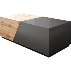 Meubella Salontafel Canberra - Eiken - Antraciet - 124 cm