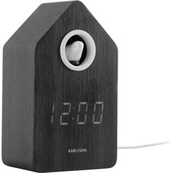 Wekker Cuckoo Led - Zwart hout - 6x9x15.3cm