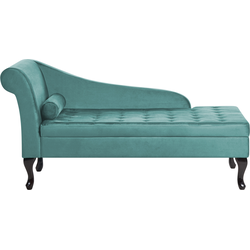 Beliani PESSAC - Chaise longue-Blauw-Fluweel