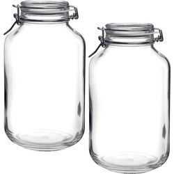 2x Stuks weckpot/inmaakpot 4000ml/4ltr met beugelsluiting 15 x 28 cm - Weckpotten