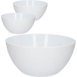 PlasticForte schaaltjes/kommetjes - 3x - Dia 14 cm - wit 750 ml - Serveerschalen