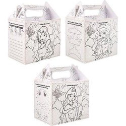 24 Stuks - Uitdeeldoosjes voor kinderfeestje - Princess om ZELF in te kleuren - Traktatie Box - Menubox - Lunchbox - 18x14x9.5 Cm