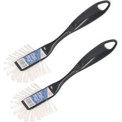 Basic Afwasborstel antraciet - 2x stuks - 26 cm - afwassen - Afwasborstel