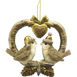 Clayre & Eef Kersthanger Vogel 8 cm Goudkleurig Kunststof Kerstbal