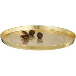 Kaarsenbord - goud - 21 cm - gehamerd metaal - rond - kaarsenplateau - schaal - Kaarsenplateaus