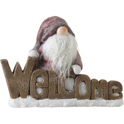  J-Line Decoratie Beeld Kabouter Poly Welcome Rood - Bruin