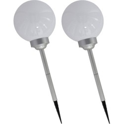 Gerimport Solar tuinlamp/prikspot grote bol - 2x - H56 cm - Prikspotjes