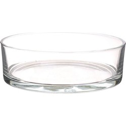 Lage schaal/vaas transparant rond glas 8 x 25 cm - plat - glazen vazen - Vazen