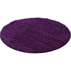 Tapijtenloods Basic Rond Shaggy vloerkleed Paars Hoogpolig- 200 CM ROND