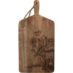 Clayre & Eef Decoratie Snijplank 25x2x50 cm Bruin Hout Konijn