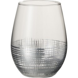 Drinkglas | Glas | Zilver - Transparant | 11x11x (h)13 Cm