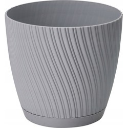 Form Plastic Plantenpot/bloempot Waves - kunststof - platina grijs - D19 x H17 cm - Plantenpotten