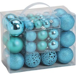 G. Wurm Kerstballen - 50ST - turquoise blauw - 3 - 4 - 6 cm - Kerstbal