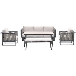Garden Impressions Gabon - lounge dining set 5-delig stoel-bank - donker grijs