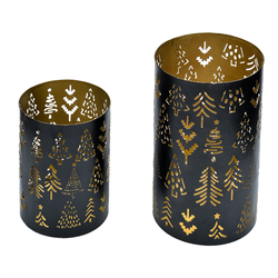 Design en Decor - Kerstboom Theelichtjes Set van 2 - Woondecoratie - Kerstdecoratie - Feestdagen Cadeau