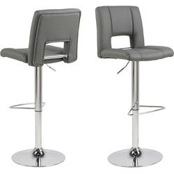 Barkruk Grijs Pu Leer - Zithoogte 83cm - Wistad - Set van 2