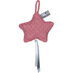Baby's Only Gebreide decoratie hanger ster Robust - Decoratieve accessoires - Framboos - Met ophanglusje