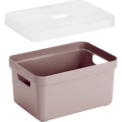 2x stuks opbergboxen/opbergmanden roze van 5 liter kunststof met transparante deksel - Opbergbox