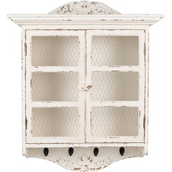 Clayre & Eef Wandkast  56x23x69 cm Wit Houtproduct Opbergkast