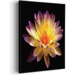 Muurwerken Akoestisch Schilderij - Paarse Gele Dahlia - Geluidsdempend Wandpaneel - Wanddecoratie - Geluidsisolatie - PRO (AW 0.90) XL (86X120)