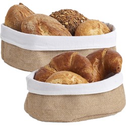 2x Jute broodmandjes voor kleine broodjes 22 x 15 cm en 26 x 18 cm - broodmand