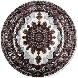 Isfahan Oosters Vloerkleed Nain - Laagpolig - Klassiek Vintage Tapijt - Rond - Creme / Multi- 200 CM ROND