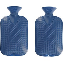 2x stuks warmte kruik blauwe ruit/ribbel 2 liter - Kruiken