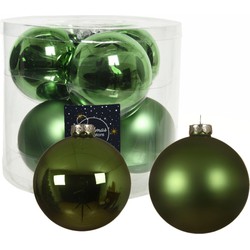 16x stuks glazen kerstballen groen 10 cm mat/glans - Kerstbal