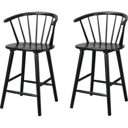 Carmen houten spijlen barkruk zwart - 65 cm - set van 2