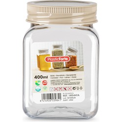 Voorraadpot/bewaarpot - 400 ml - kunststof - beige - B7 x H11 cm - Voorraadpot