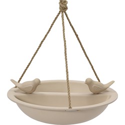 Decoris Vogelbad/drinkschaal - bamboe hout - beige - D27 cm - voederbak - Vogelvoederhuisjes