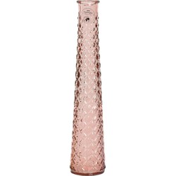 Vaas/bloemenvaas van gerecycled glas - D7 x H32 cm - transparant roze - Vazen