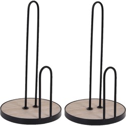 Set van 2x keukenrolhouders van metaal zwart 28 cm - Keukenrolhouders