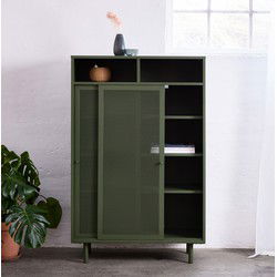 Wandkast Metaal Groen - Schuifdeuren - 90x40x140cm - Veep