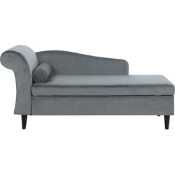 Beliani LUIRO - Chaise longue-Grijs-Fluweel