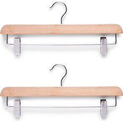 2x Luxe houten broekhangers/rokhangers kledinghangers 36 cm - Kledinghangers