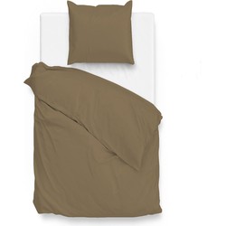 Zo!Home Dekbedovertrek Satinado Real Taupe 140 x 200 220 cm + 1 sloop 60 x 70 cm