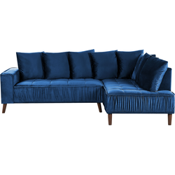 GRENA - Hoekbank 3-zits - Marineblauw - Linkerzijde - 231 cm - Fluweel