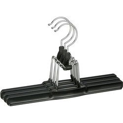 3x kunststof broekhangers - kledinghangers - 26 cm - zwart - kunststof - Kledinghangers