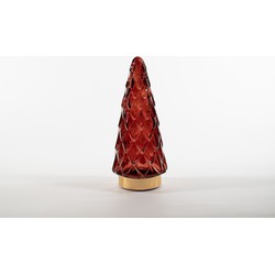 Tree Glass 10,5X24,5Cm Burgundy With Golden Base 10Led