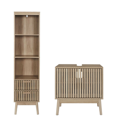Badkamermeubel-set Klaus - Combinatieset Wastafelonderkast + Kolomkast hoog