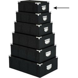 5Five Opbergdoos/box - zwart - L28 x B19.5 x H11 cm - karton - Opbergbox