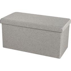 Urban Living Hocker bankje - poef XXL - opbergbox - lichtgrijs - polyester/mdf - 76 x 38 x 38 cm - Poefs