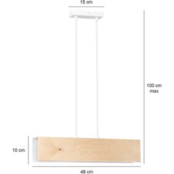 Raisio witte hanglamp hout met wit binnenin 2x E27