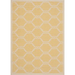 Safavieh Trellis Indoor/Outdoor Woven Area Rug, Courtyard Collection, CY6009, in Geel & Beige, 79 X 152 cm