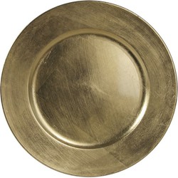 1x Ronde kaarsenborden/onderborden goud glimmend 33 cm - Kaarsenplateaus